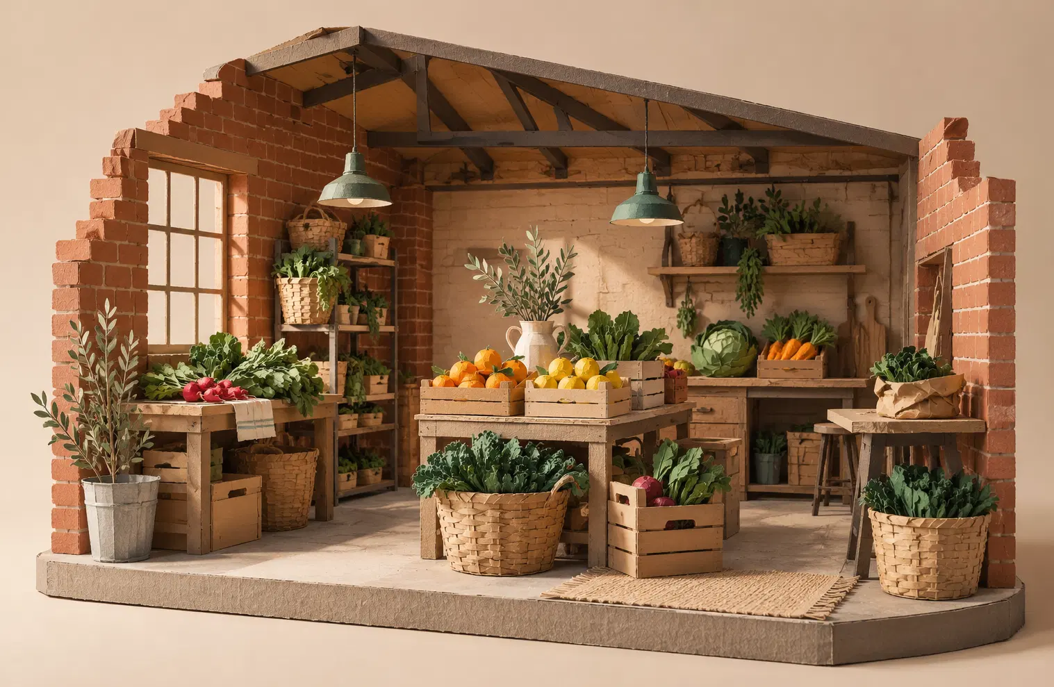 Illustration of specialty markets and their working space